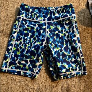 Vibrant Blue Patterned Women's Bike Shorts